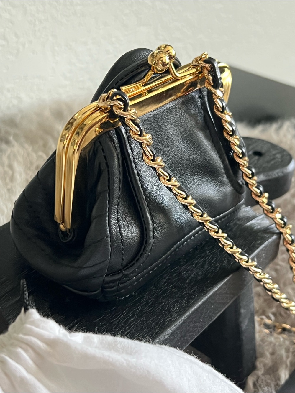 Moschino Milano Mini Micro Backpack Bag Black Leather Gold Hardware Rare! - Picture 4 of 7